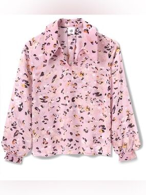 CAbi Pounce Top in Pink Abstract Print Size M